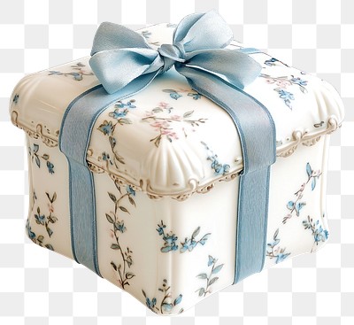 PNG Coquette winter music box ribbon blue decorative.