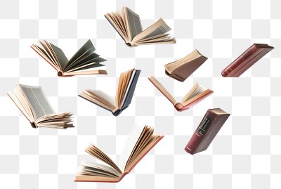 PNG Real books background floating white.