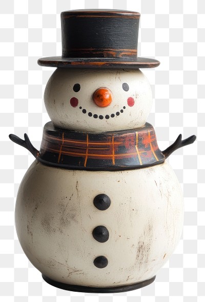 PNG Snowman music box vintage winter handcrafted.