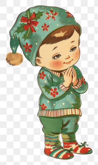 PNG Christmas a boy Clapping toy illustration christmas vintage.