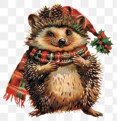 PNG Hedgehog character christmas animal cute.