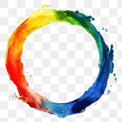 PNG Watercolor painting rainbow circle.