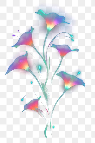 PNG Fantasy plant background neon art.