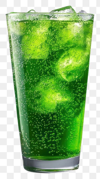 PNG An isolated glass of green soda drink beverage carbonated.