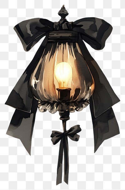 PNG Black coquette lamp illustration decorative lighting.