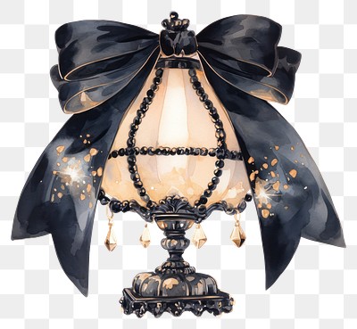 PNG Black coquette peal lamp illustration ribbon style.