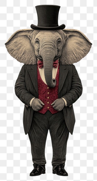 PNG Animal elephant human suit.