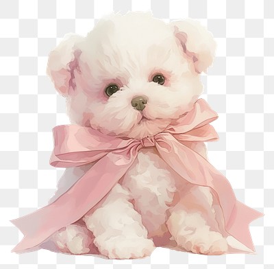 PNG Coquette puppy illustration white pink.