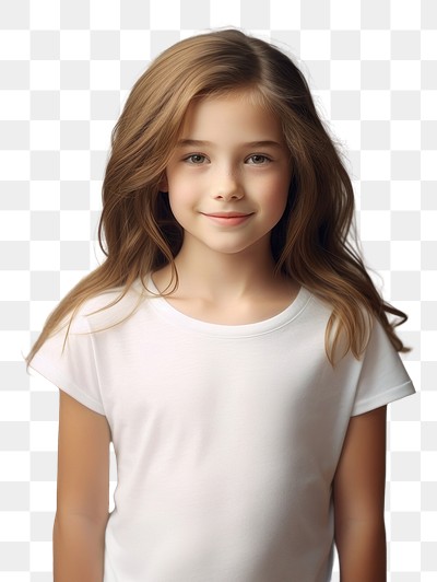 PNG A young girl wearing a white T-shirt photography background portrait.