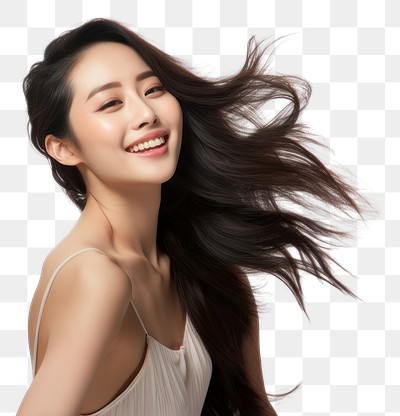 PNG Portrait of a asian woman with a happy smile background portrait natural.