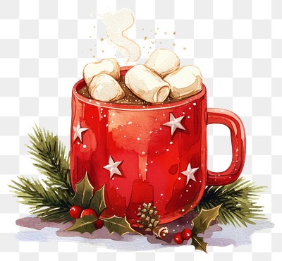 PNG Hot cocoa cup marshmallows illustration chocolate.