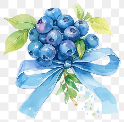 PNG Blue coquette blueberry blueberries illustration watercolor.