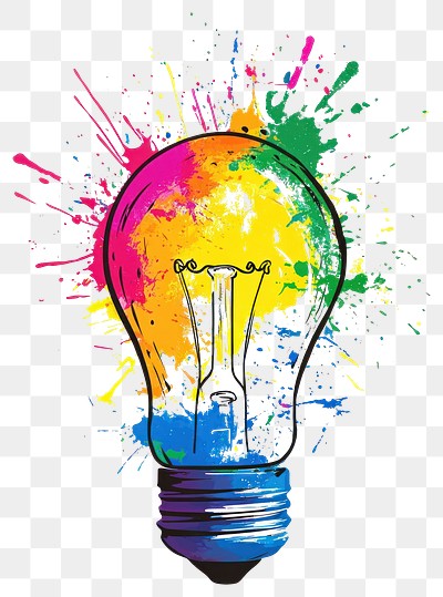 PNG Colorful light bulb idea lightbulb colorful splash.