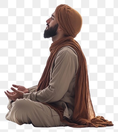 PNG Muslim man praying traditional meditation meditative.