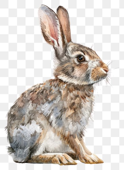 PNG A rabbit illustration watercolor realistic.