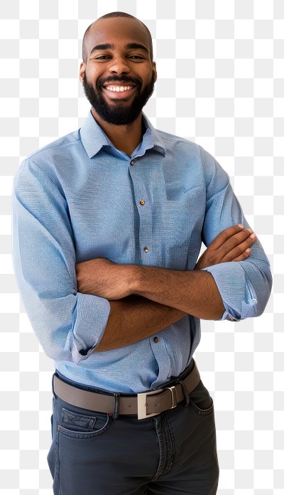 PNG Black man in casual business outfit background standing isolated.