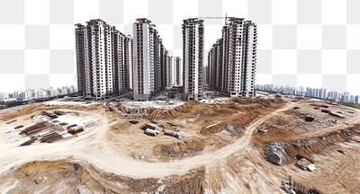 PNG Real highrise condominium complex architecture construction cityscape.