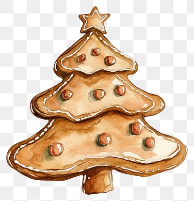 PNG Christmas tree cookie illustration gingerbread watercolor.