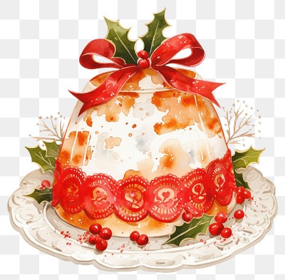 PNG Pudding christmas dessert ribbon.