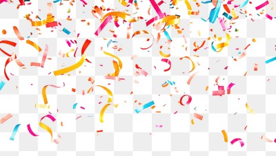 PNG Colorful confetti and ribbons falling background celebration celebratory.