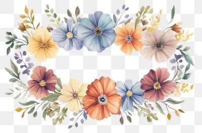 PNG Wedding flowers on invisible rectangle frame art illustration watercolor.