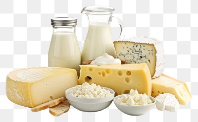 PNG Fresh dairy products cheese food milk.