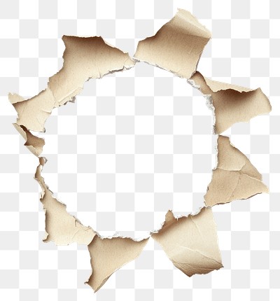 PNG Ragged hole torn in ripped paper background isolated white.