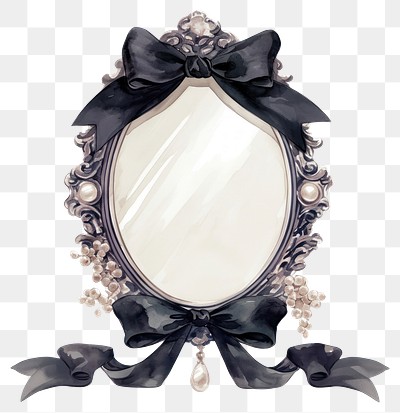 PNG Black coquette oval mirror style photography accessories.