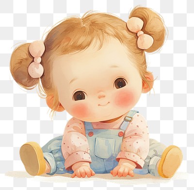 PNG A cute baby illustration children's pastel.