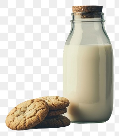 PNG Bottle on the table milk background cookies.