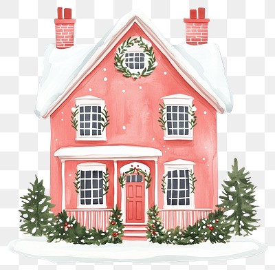 PNG Christmas house christmas illustration architecture.