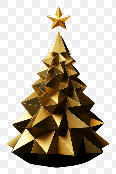 PNG Golden low-poly christmas tree background design star.