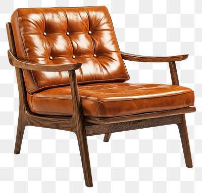 PNG Real loft style armchair furniture leather mid-century.