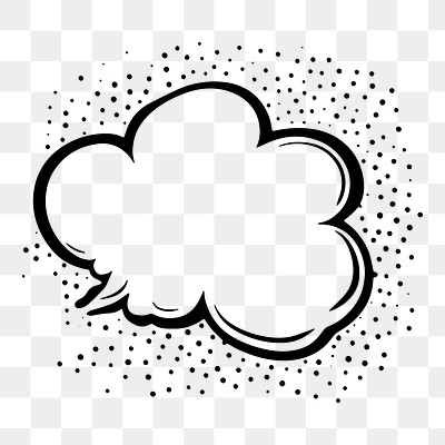 Comic cloud bubble png doodle, transparent background