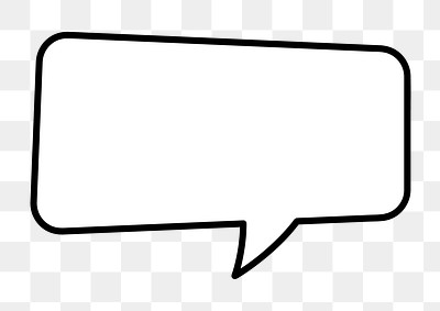 Rectangle speech bubble png outline element, transparent background