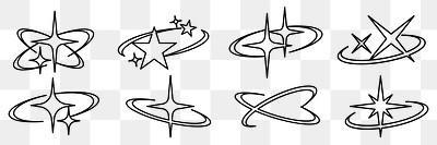 PNG Abstract star orbit design set, transparent background