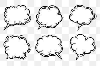 PNG doodle speech bubble set, transparent background