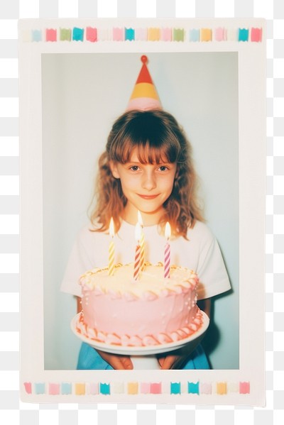 PNG Girl with birthday cake fun dessert candle. 