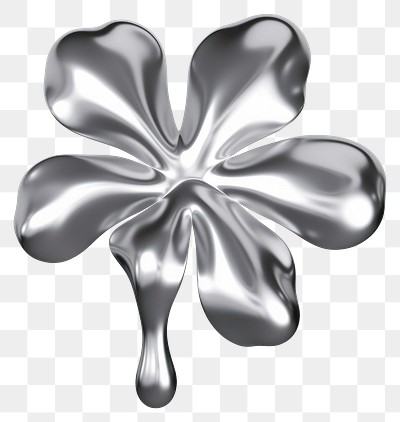 PNG Flower melting dripping silver white white background.