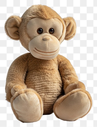 PNG Stuffed doll monkey plush cute toy.