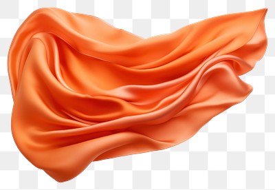 PNG Orange silk fabric textile white background crumpled.