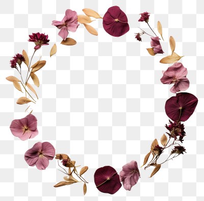 PNG Real pressed petals flower circle wreath. 