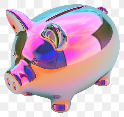 PNG Piggy bank iridescent white background representation investment.