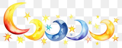 PNG Moon sun and stars border night white background illuminated.