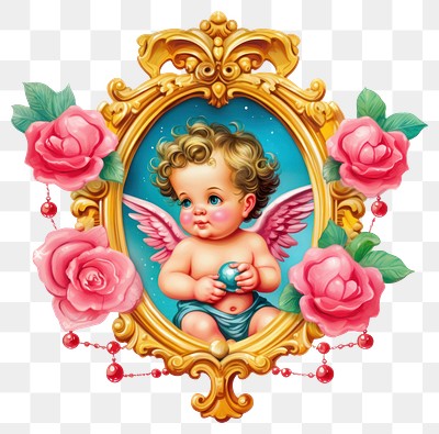 PNG  Cherub printable sticker cute baby representation.