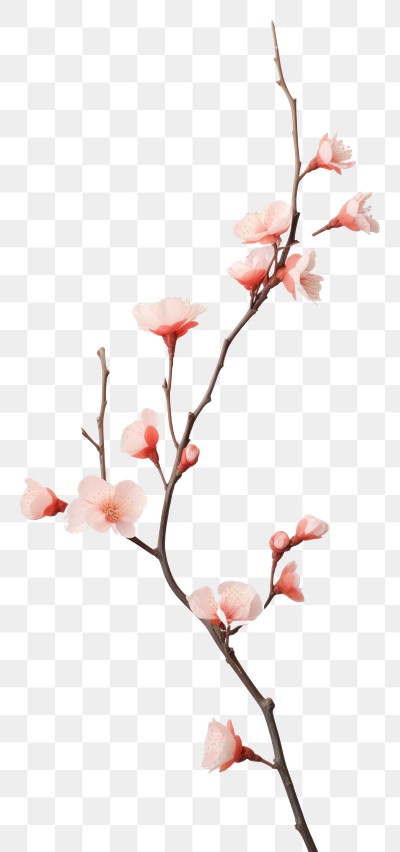 PNG Sakura twig blossom flower plant.