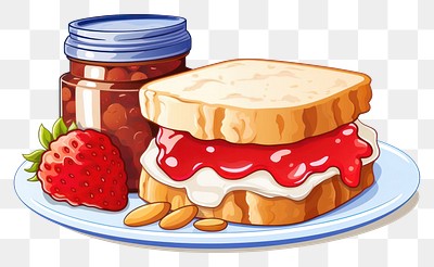 PNG Peanut Butter and Jelly sandwich strawberry dessert cartoon.