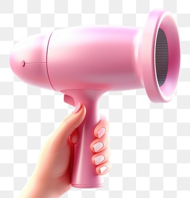 PNG Hand holding a hair-dryer technology appliance purple.