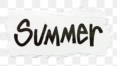 Summer png word sticker, ripped paper typography, transparent background