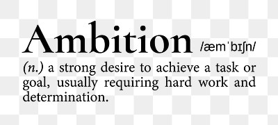 Ambition png dictionary word sticker, transparent background